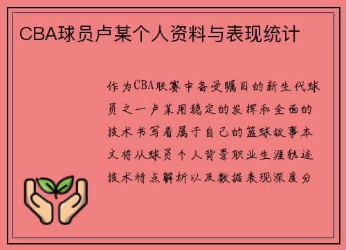 CBA球员卢某个人资料与表现统计
